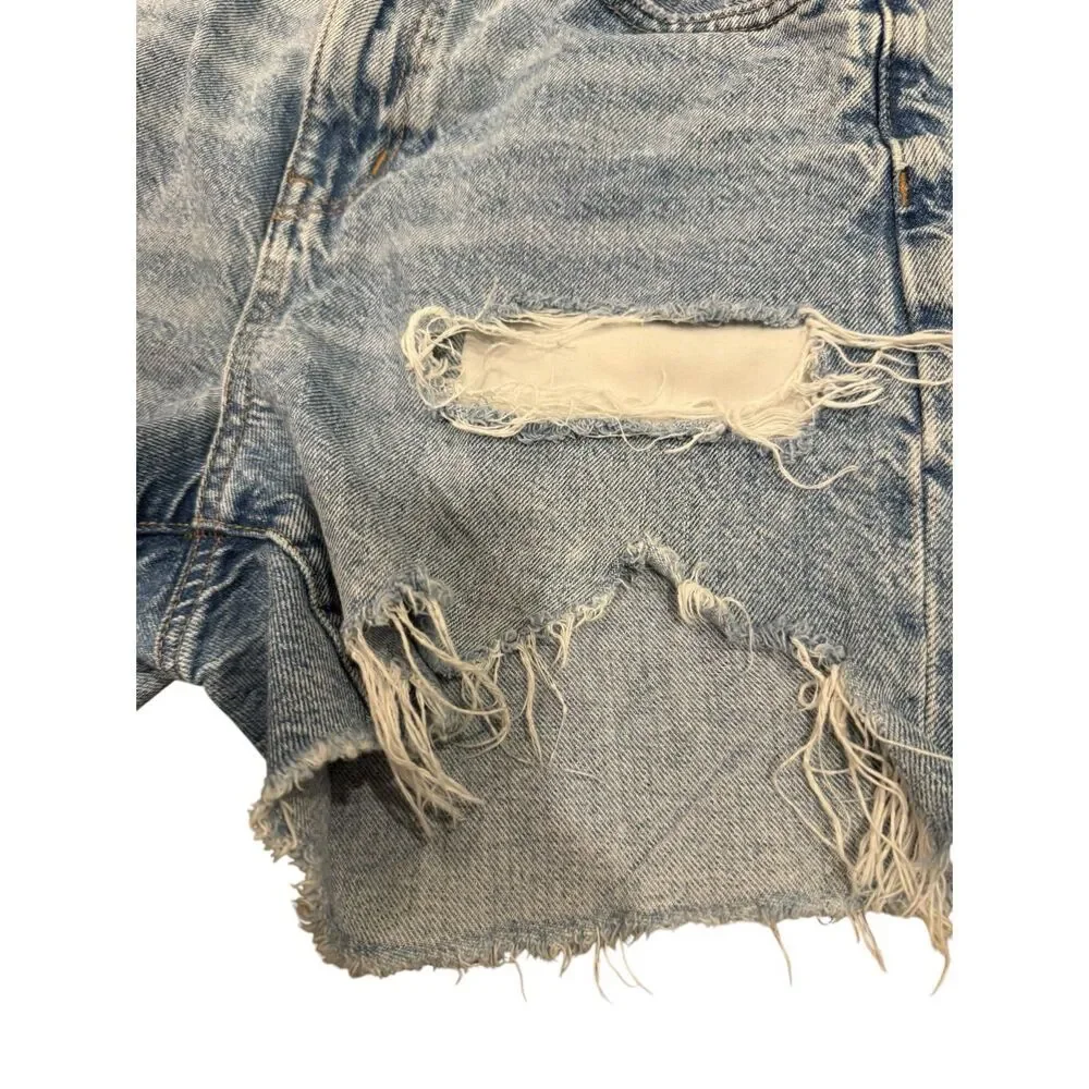 American Eagle Baggy Mom Shorts Denim Destroyed Sz 00